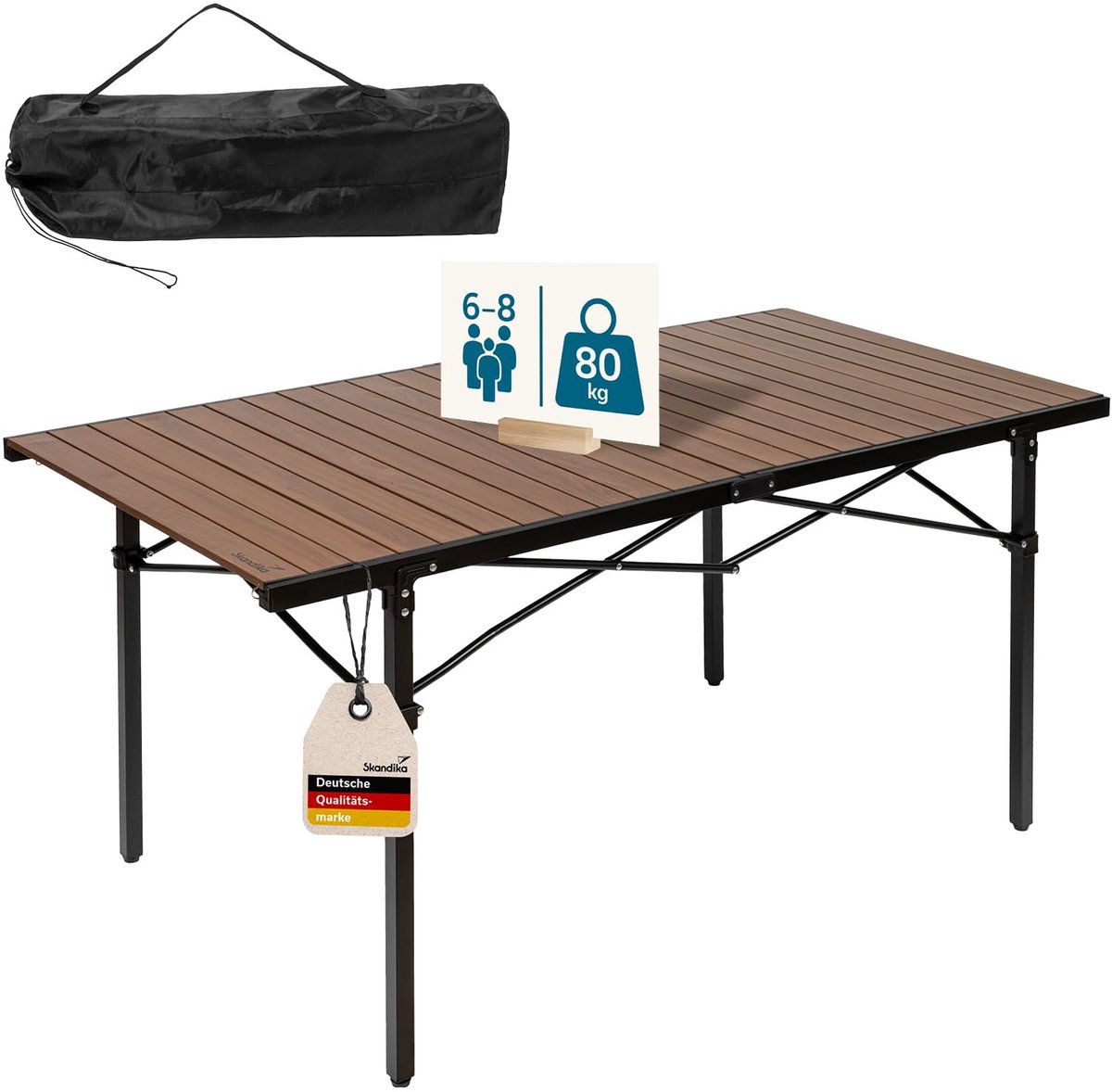 Skandika aluminium klaptafel Maikku - Aluminium kampeertafel voor 6 personen, draagvermogen 80 kg, 107x70x70 cm, waterbestendig, opvouwbaar, licht, oprolbaar tafelblad | Vouwtafel voor tuin, vissen