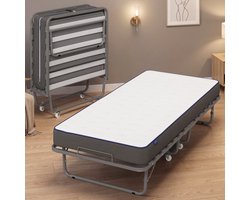 Best Life Opklapbed 90x200 - Logeerbed inklapbaar - Vouwbed Lattenbodem - Plooibed 1 Persoons