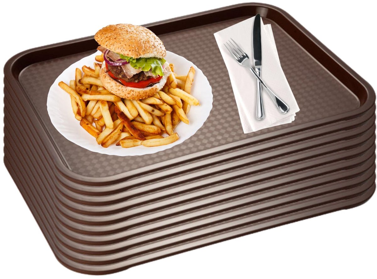 APS Fast Food Serveertablet - Breukbestendig - Vaatwasserbestendig - Bruin - 53x32.5cm - Set van 10