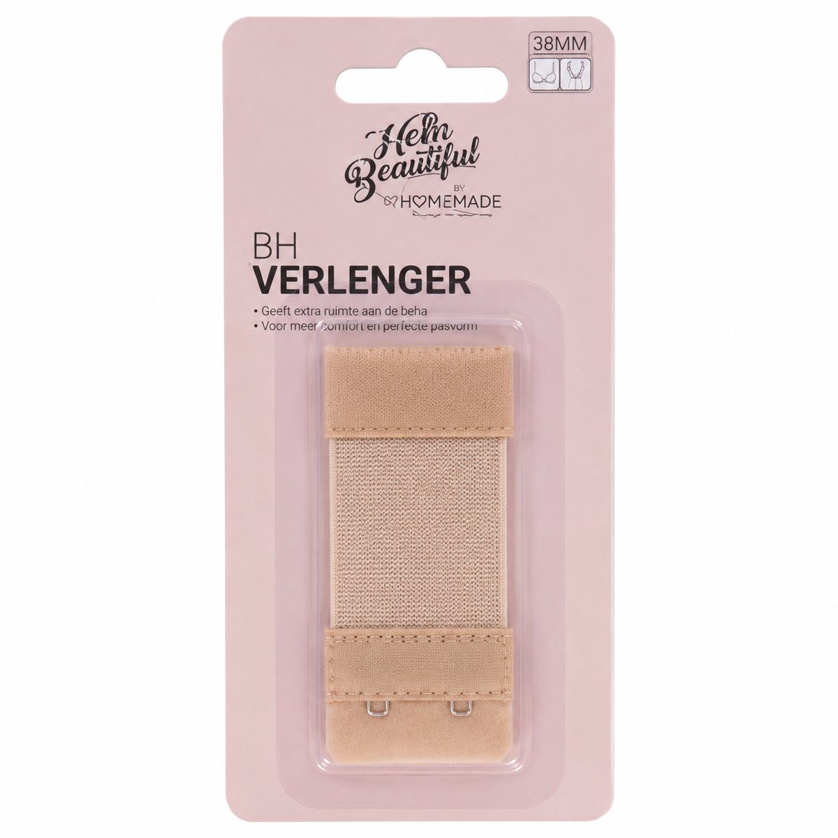 Lynn Dame BH-verlenger - beige - Bra Extender - BH Verlenger - BHverlenger - BH Accessoires - BH verlengstuk - 38mm - 2 haakjes