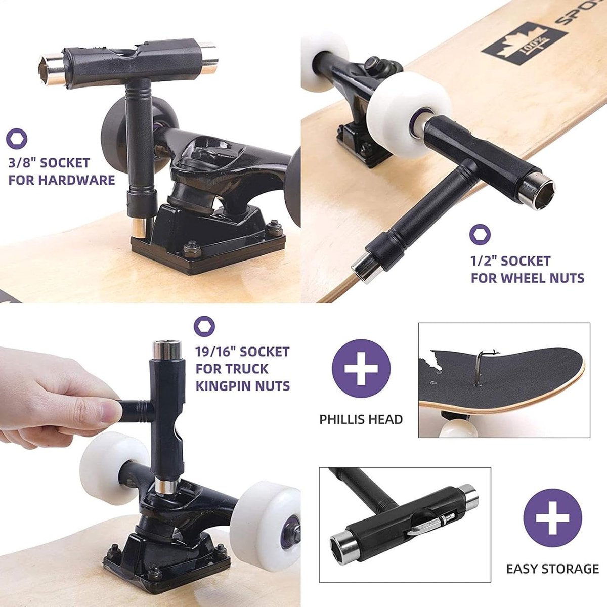 Skateboard Onderdelen Set Trucks Wielen Lagers Skateboarden Onderhoud Complete Voordeelset 7.5-8.0 Inch Decks