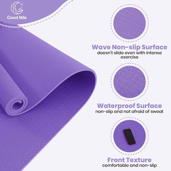 Yogamat - Fitnessmat Oefenmat - Balans Oefenen - Dubbelzijdig Antislip - 183 x 61 cm - Blauw van Yogamat — afbeelding 3