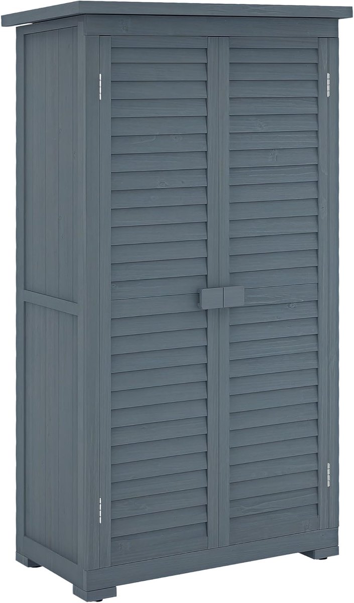 Tuinhuis Hout - Opbergkast Buiten - Tuin Opbergen - Schuine Bitumen Dak - 87x47x160 cm - G