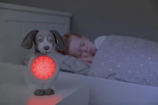 Hond Nachtlampje - Slaaptrainer Klok - Kind Leren Wakker Worden - Visuele Indicatoren - 14 cm Hoog - Taupe — afbeelding 5