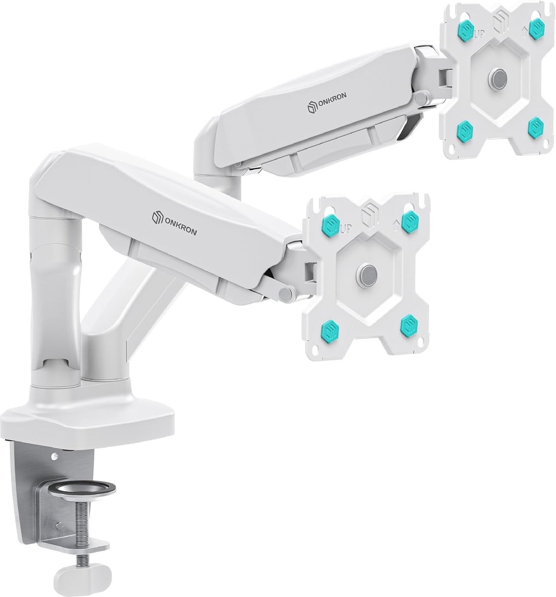 Dubbele Monitorbeugel - Monitorarm - Bureau Organisatie - Gasveer Verstelbaar - 13-32 Inch - Wit