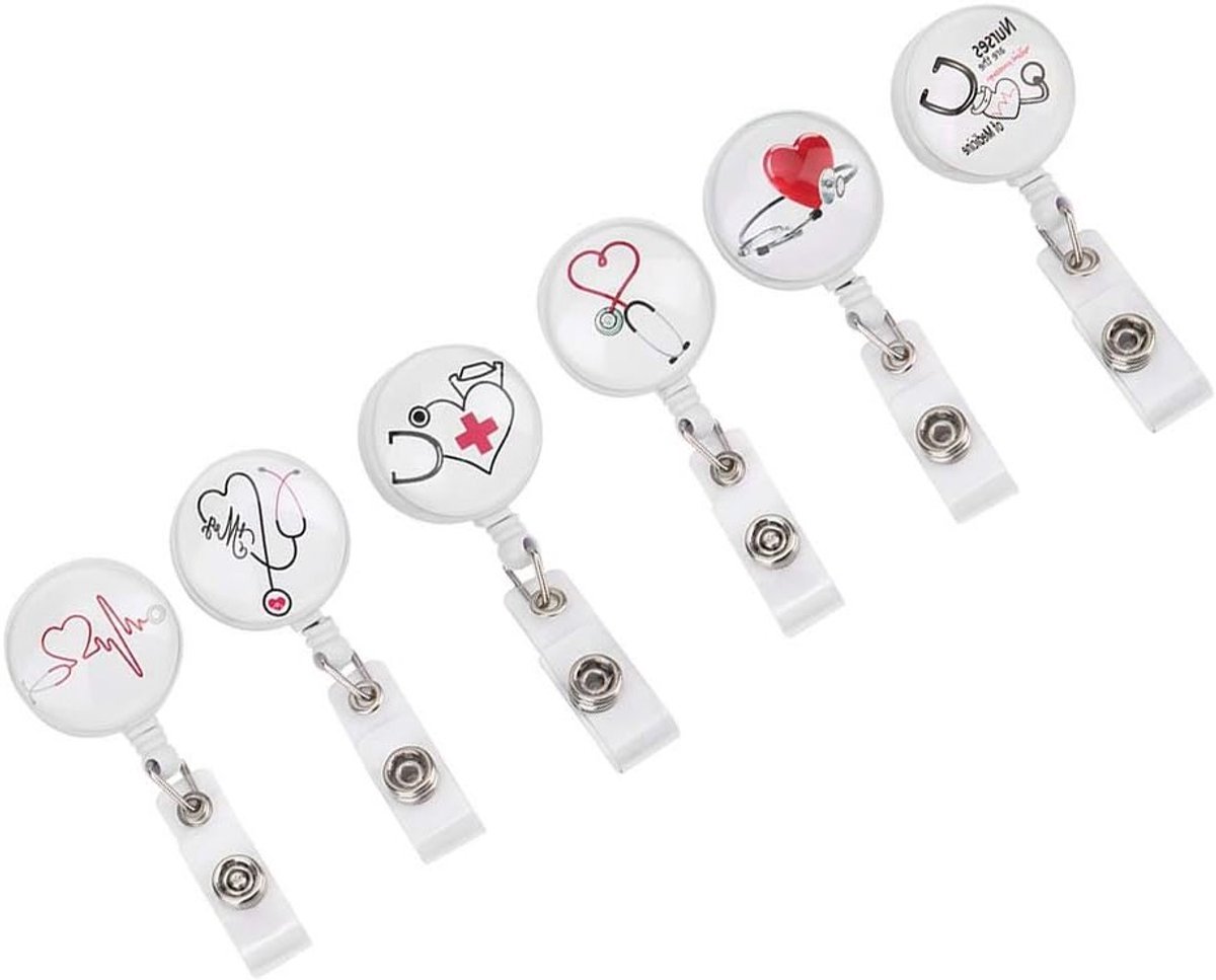 6-delige Retractable Badge Holder Set met Clip - Handige ID Kaart Houder Accessoire voor Werk en Evenementen