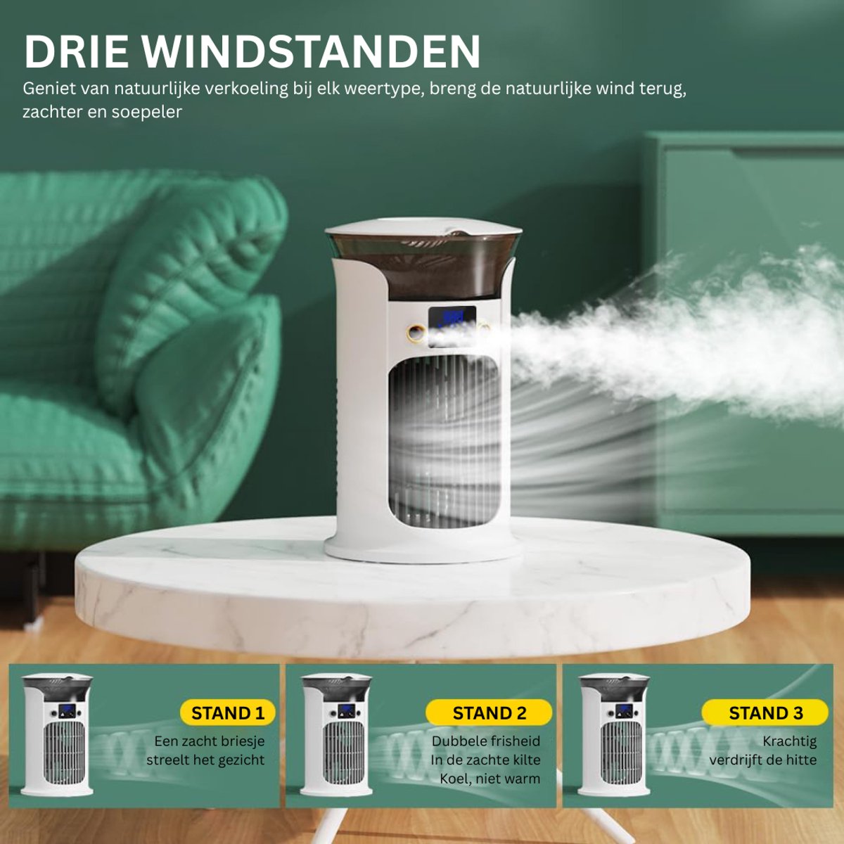 MKSS® Mobiele Airco Zonder Afvoerslang - Aircooler voor Slaapkamer - Draagbare Ventilator — afbeelding 4
