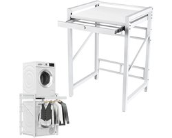 Velmio Wasmachine Stapelset Met Schuifrek - Wasmachine Stapelrek - Universeel Wasmachine en Droger - Anti Vibratie - Robuust - Stevig - Stabiel Verhoger - Wasmachine Ombouw -Met Lade