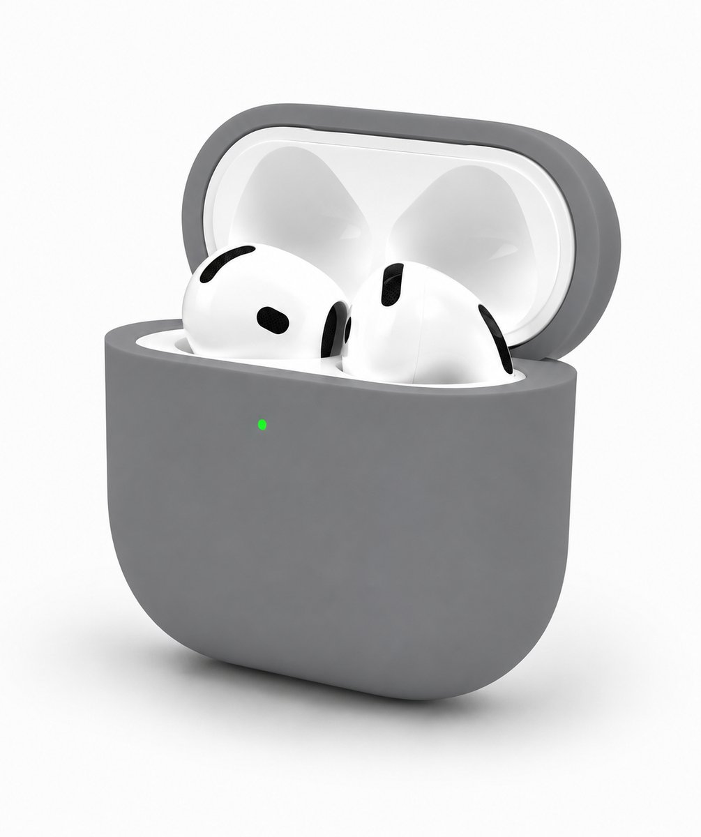 Enluxe Case geschikt voor Airpods 4 – Donker Grijs - Premium Siliconen Hoesje, Valbescherming & Spatwaterdicht, Draadloos Opladen Compatibel