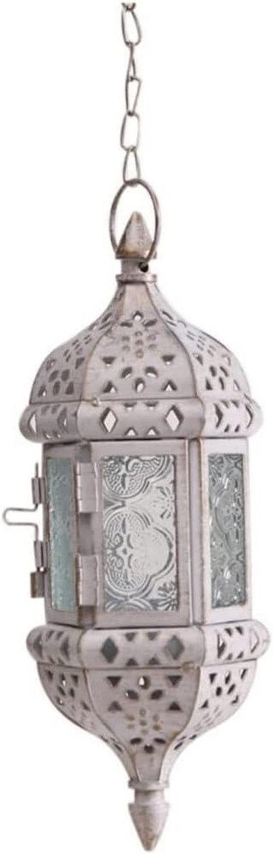 Kandelaar Hangend - Kaarslantaarn - Romantische sfeer - Met glazen panelen - 9x23 cm - Bronskleurig