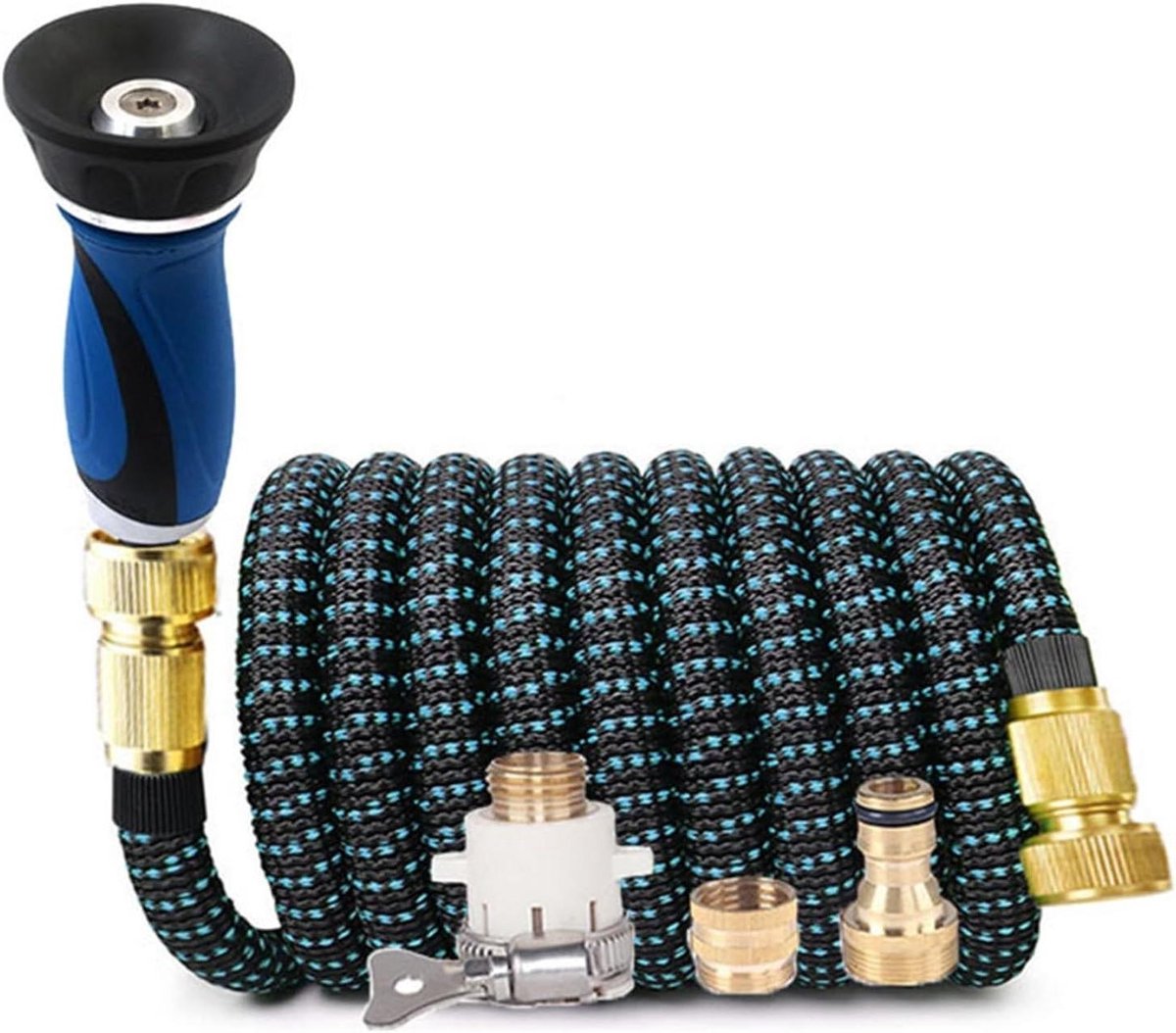 Slangpistool Multi Patroon Mondstuk, Tuinslangen Flexibele uitbreidbare knikvrije waterslang, spray, 1/2 inch, 25-150 ft(Hose Set,1/2"-75FT)