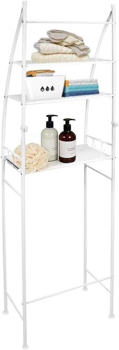 Opbergrek Wasmachine - Badkamer Organizer - Ruimte Besparen - Zonder Boren Bevestigd - 47 x 25 x 166 cm - Wit
