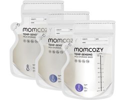 Momcozy Moedermelk Bewaarzakjes 250ml (8oz) – 60 Stuks – Temperatuurindicator – Lekvrij – Voorgesteriliseerd – Zelfstaand met Giettuit – BPA-vrij