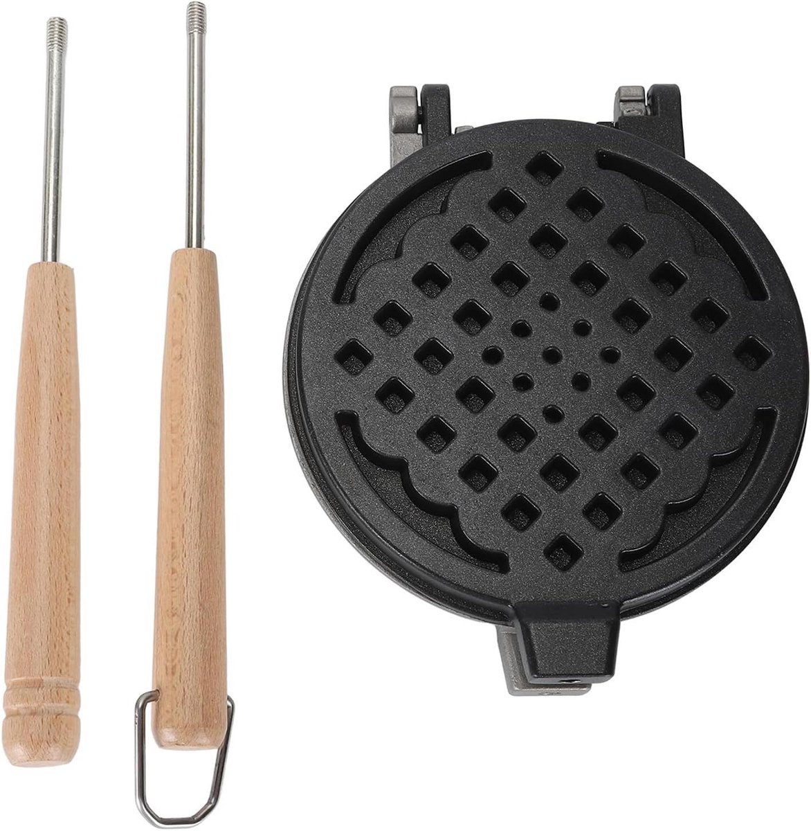 Wafelijzer Pan - Wafelmaker Koekenpan - Ontbijt Bakken - Dubbelzijdig Non-stick - 14 cm - Zilverkleurig