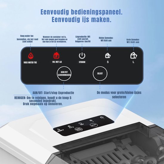 AHD® Ijsblokjesmachine - Ijsblokjesmachine Crushed Ice - Ijsblokjes Machine - Ijsblokjesmakers - Ijsmachine - Wit - 30cm x 23cm x 29cm van Ahd — afbeelding 3