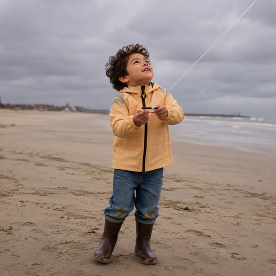 Ducksday - Regenjas Kinderen - Waterdicht - Ademend - Reflecterend - Regenkleding Unisex - Okergeel - Maat 104