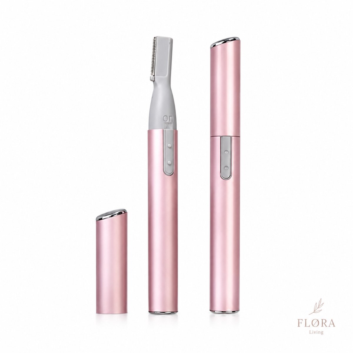 FLØRA Living Wenkbrauw Trimmer Roze – Precisietrimmer Gezichtshaar – Epilator Dames & Heren – Wenkbrauwen Bijwerken – Compact & Pijnloos – Incl. Opzetstuk