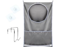 Hanging Laundry Basket met Zuignappen en RVS Deurhaken, Ideaal voor Kledingverzameling en Ruimtebesparing