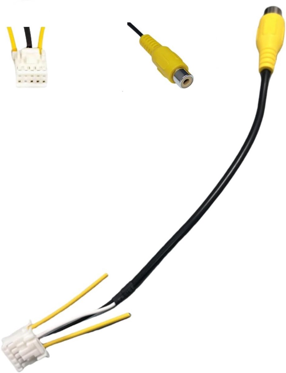 10-Pins Achteruitrijcamera Adapter voor Android Autoradio - RCA Video Ingang, Draadloze Aansluiting en Camera Kabel voor Auto Stereo