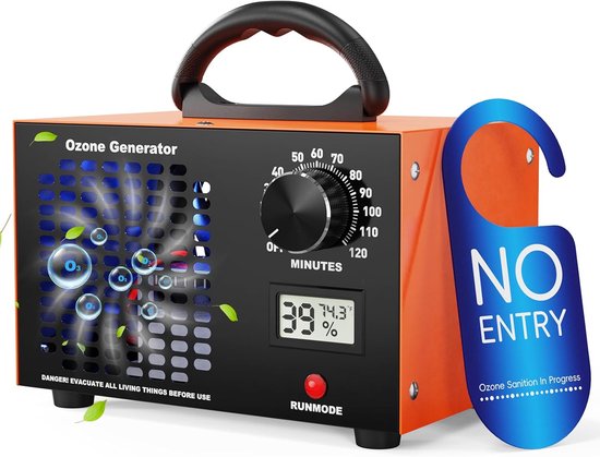 Ozongenerator – Professionele Luchtzuiveraar 160.000 mg/h – 2-in-1 Ozon Luchtreiniger tegen Geuren & Rook – Geurverwijderaar tot 300 m² – Met LED-Scherm & 120 Min Timer – Luchtbeha…