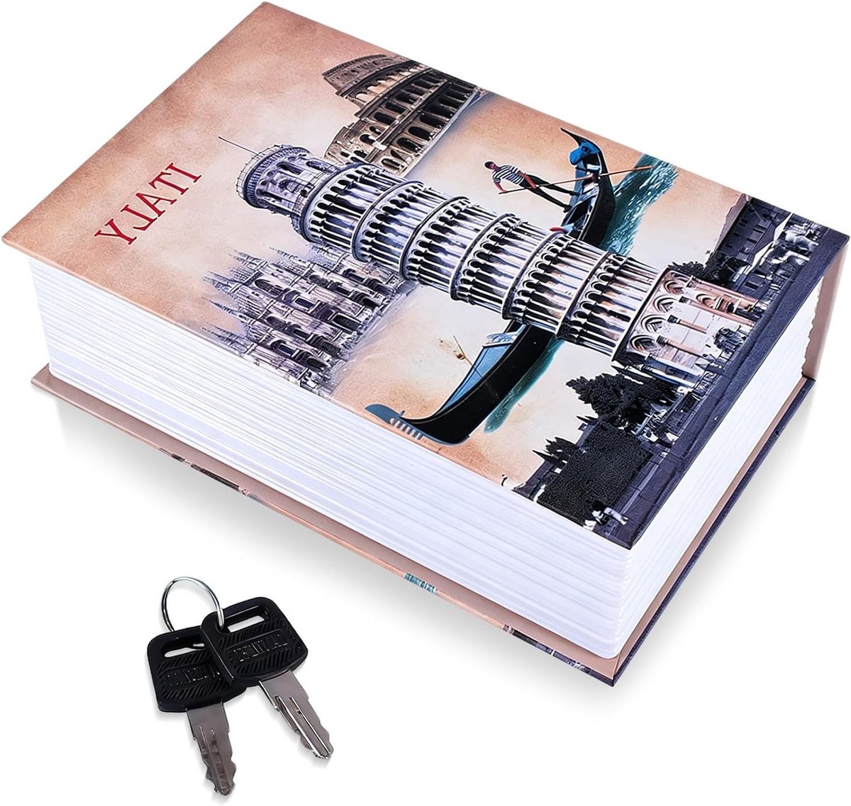 Verborgen Boek Veiligheid met Sleutelslot, Draagbare Metalen Kluis voor Waardevolle Spullen, Verborgen Opslag in Boekvorm, Ideaal voor Thuis of Op Reis, 7.09 x 4.53 x 2.17 Inch