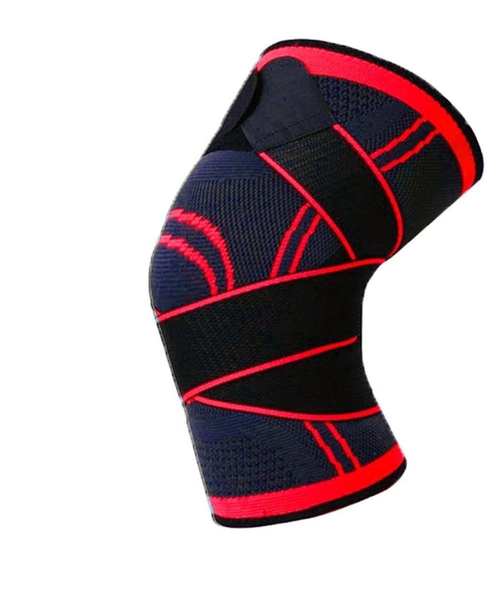 Sport Kniebeschermer - Kniepads Bretels - Sportondersteuning Fitness - Robuust Ademend Materiaal - Maat L - Rood