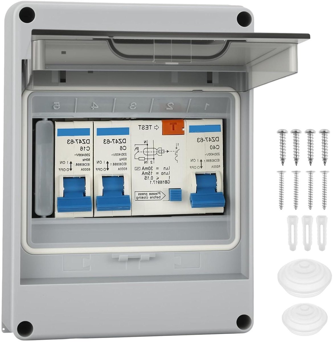 Zekeringkast Opbouw - Verdeelkast Buiten - Stroom Beveiligen - IP65 Waterdicht - 50 A - Grijs