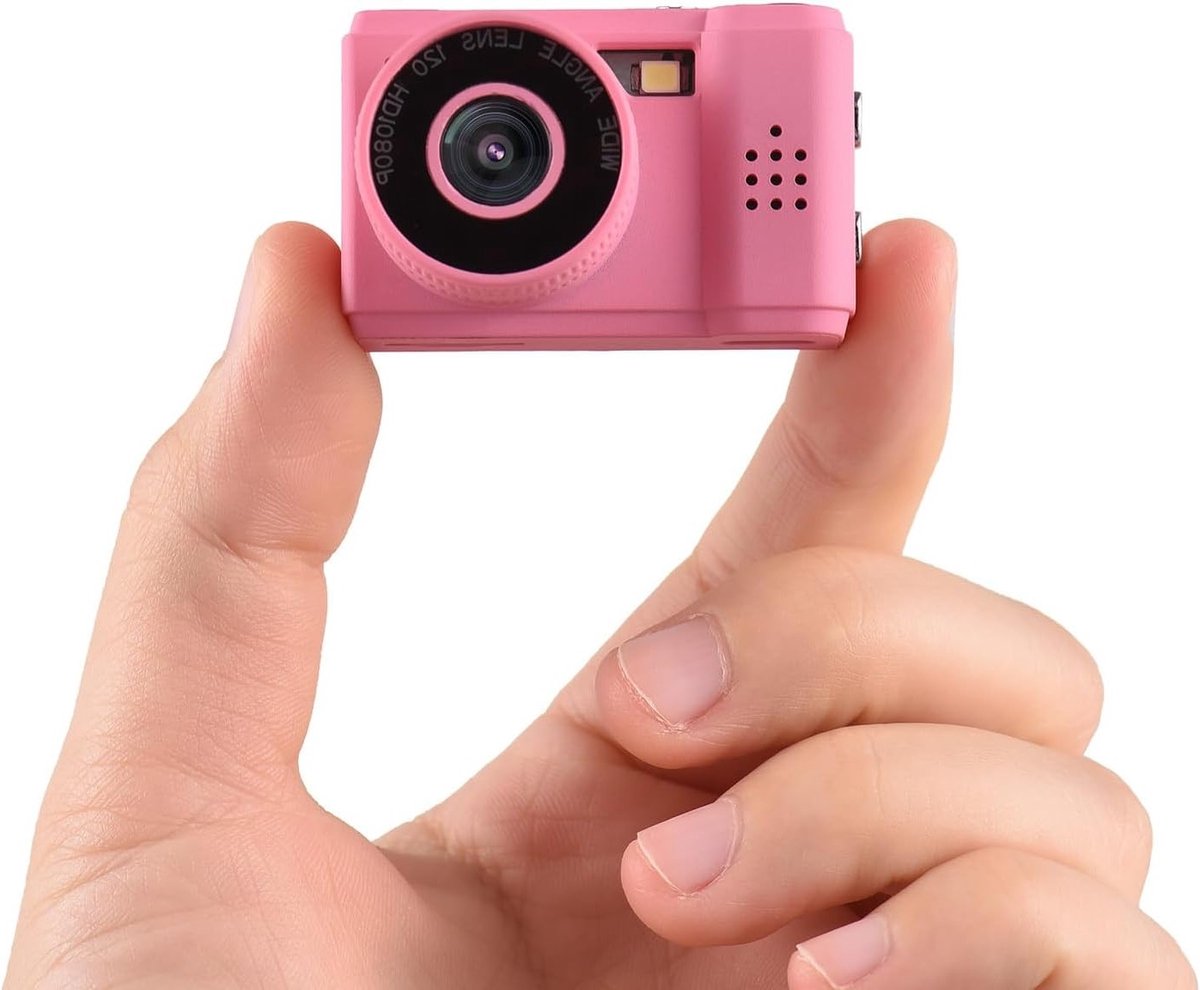 Compacte digitale mini camera 1080p met ingebouwde batterij en flitser, ideaal voor kinderen, tieners en beginners