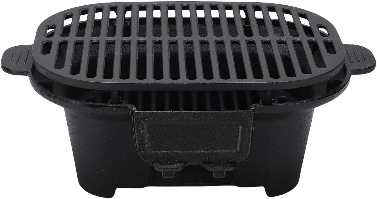Draagbare Grill - Koolstof Oven - Buiten Koken - Gietijzer Constructie - 42 x 31 x 21 cm - Zwart