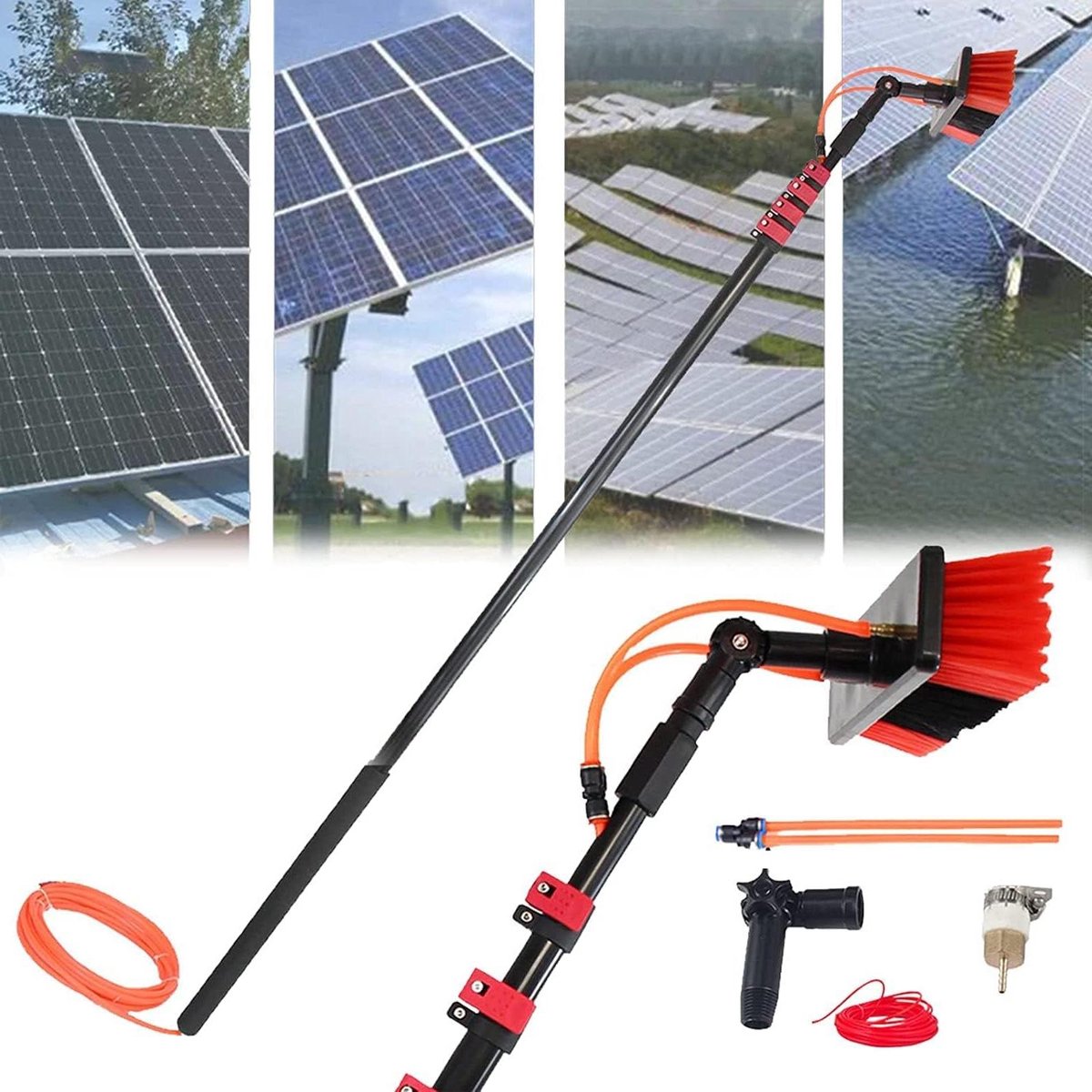 Raamreinigingsset - Raamwisser - Hoge Ramen Wassen - Watergevoede Telescoopstang - Tot 108 m - Grijs