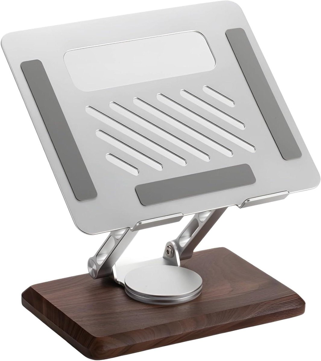 Laptopstandaard - Bureausteun - Comfortabel Werken - 360° Draaibaar - 28x23x7 cm - Zilver