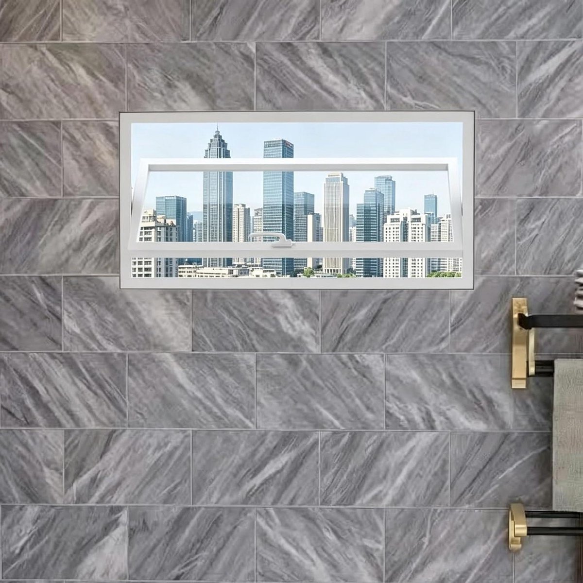 Rechthoekig Kelderraam - Ventilatievenster Aluminium - Licht en Lucht - 360 Graden Draaibaar - Inbouw Ontwerp - Zwart