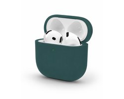 Enluxe Case geschikt voor Airpods 4 – Donker Groen - Premium Siliconen Hoesje, Valbescherming & Spatwaterdicht, Draadloos Opladen Compatibel
