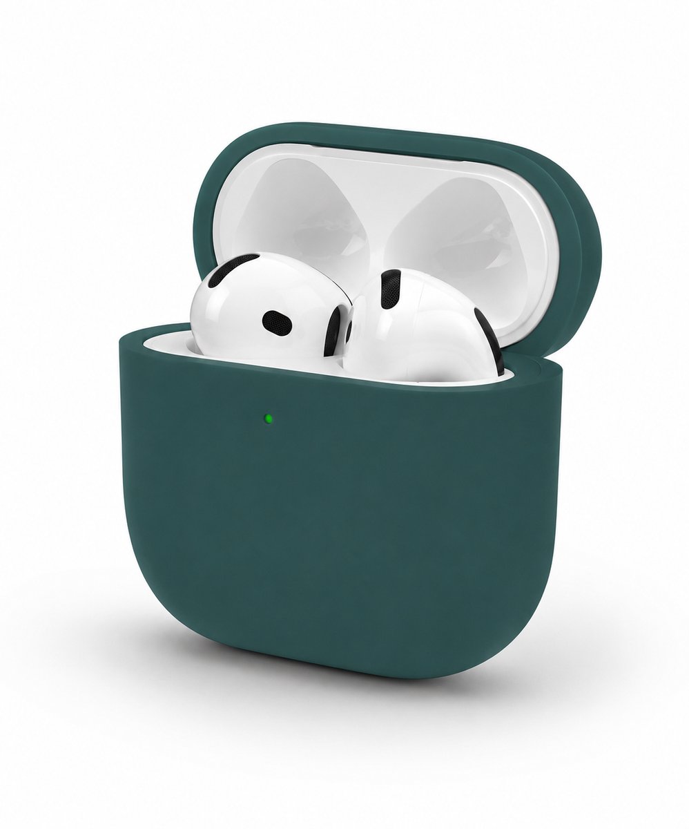 Enluxe Case geschikt voor Airpods 4 – Donker Groen - Premium Siliconen Hoesje, Valbescherming & Spatwaterdicht, Draadloos Opladen Compatibel