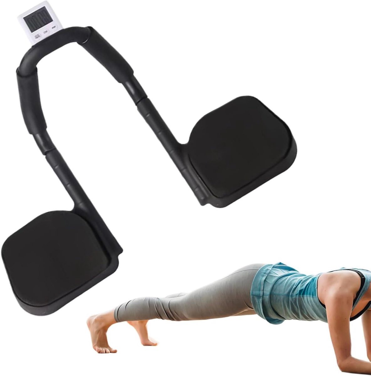 Buikspier Trainer - Core Trainer Fitnessapparaat - Thuis Krachttraining - Met Ingebouwde Timer - 28x20x10 cm - Zwart