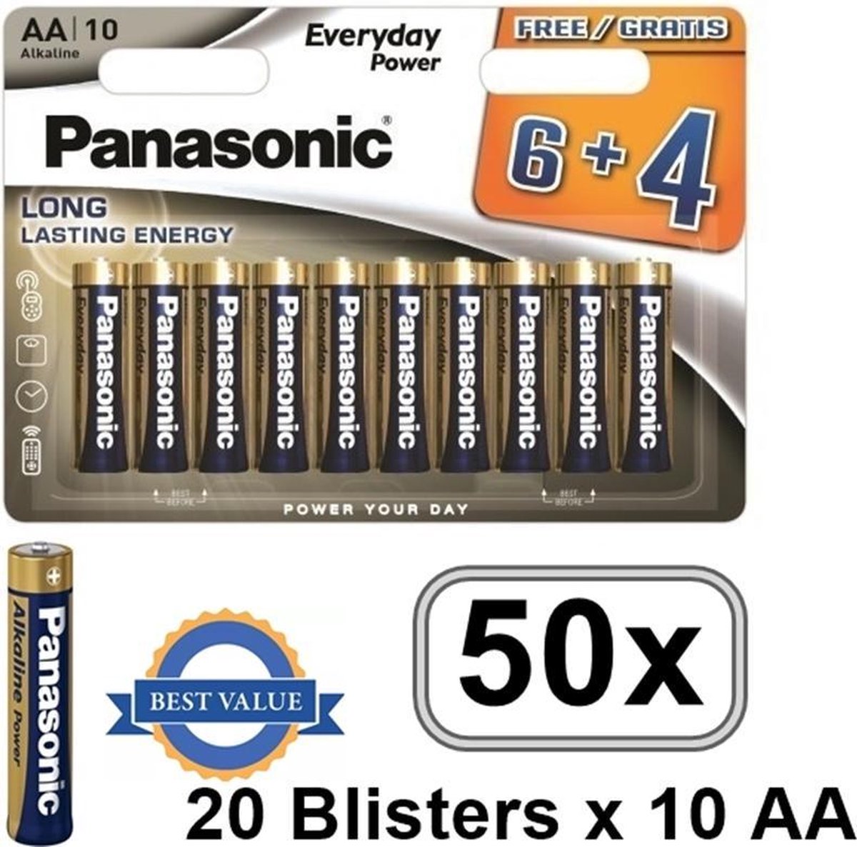 AA/LR6 Panasonic Alkaline Everyday Power - 50 Stuks | bol.com