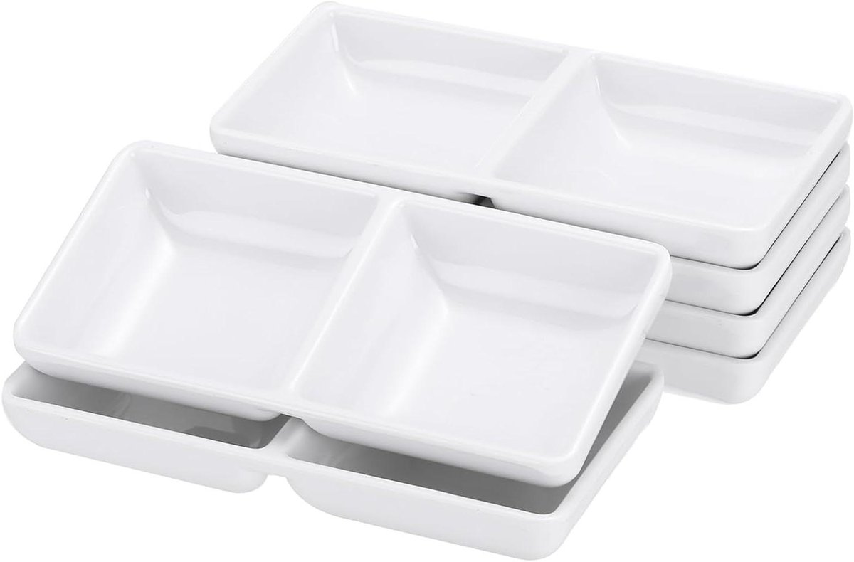 Dip schalen - Kruidenschaaltjes - Serveren van snacks - Set van 6 stuks - 147 cm lengte - Wit