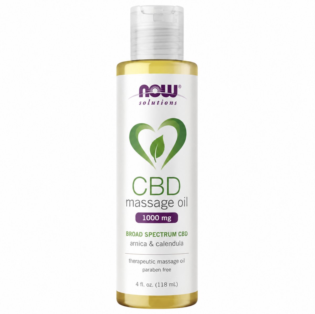 NOW Foods CBD Massage Oil 1000 mg – Massageolie met Broad Spectrum CBD – 118 ml – Arnica & Calendula