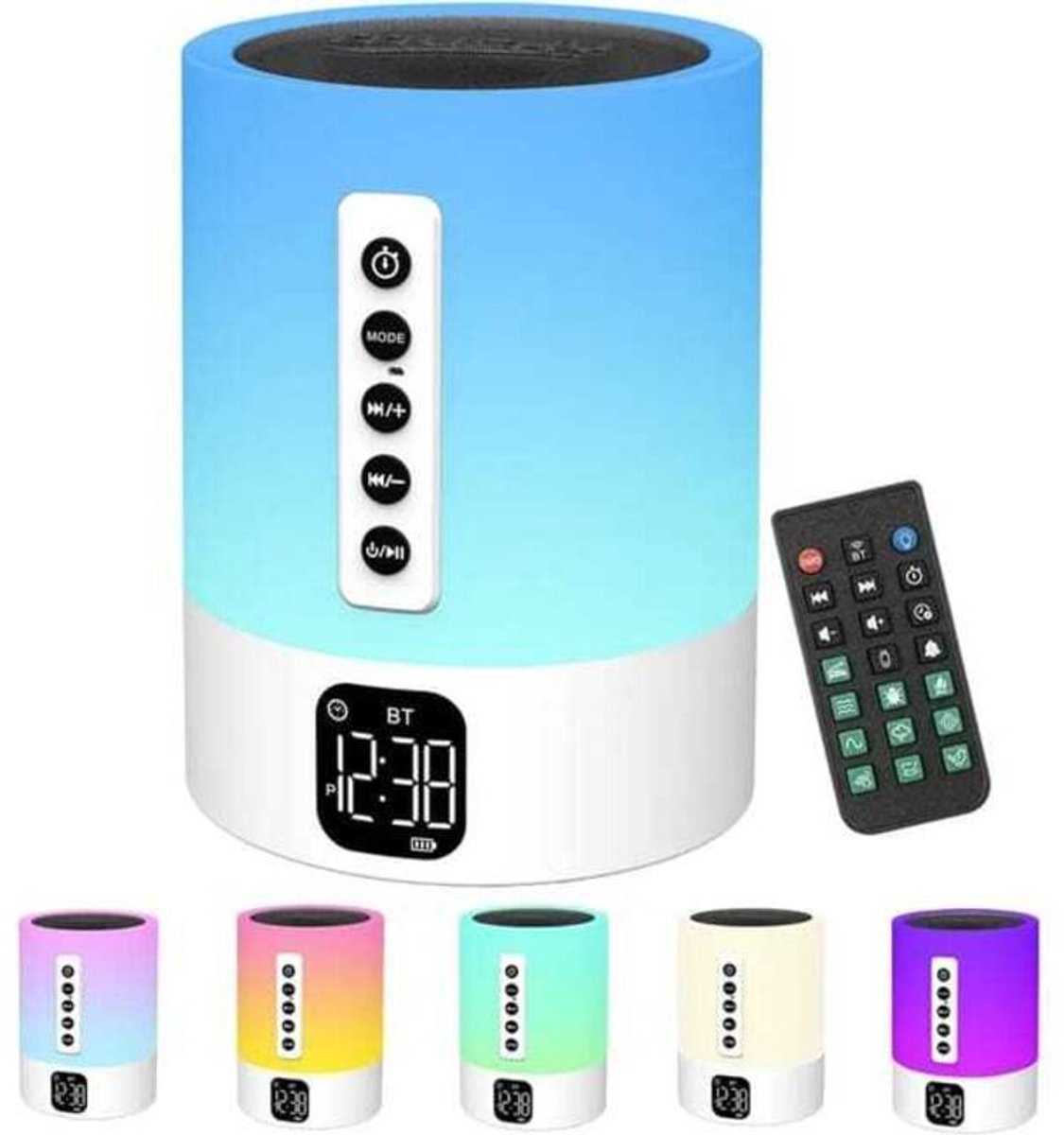 Bluetooth-luidspreker, wekker, nachtlampje geschikt voor witte ruisgenerator, multifunctionele Bluetooth-luidspreker geschikt voor witte ruisgeneratorgeschikt voor baby's en wekker.
