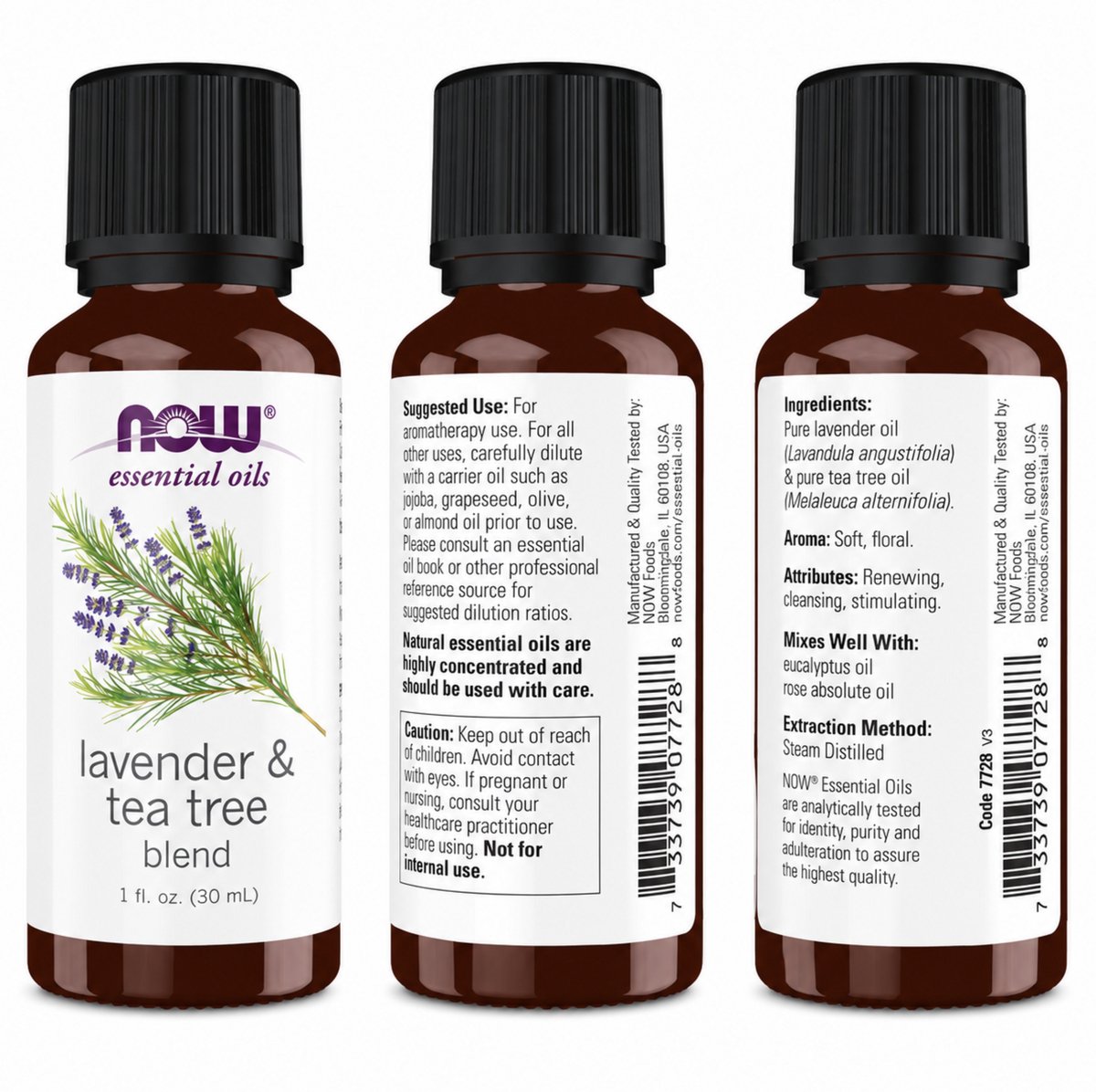 NOW Foods Lavender & Tea Tree Oil Blend – 30 ml – Essentiële Olie Mix – Aromatherapie – Lavendel & Tea Tree