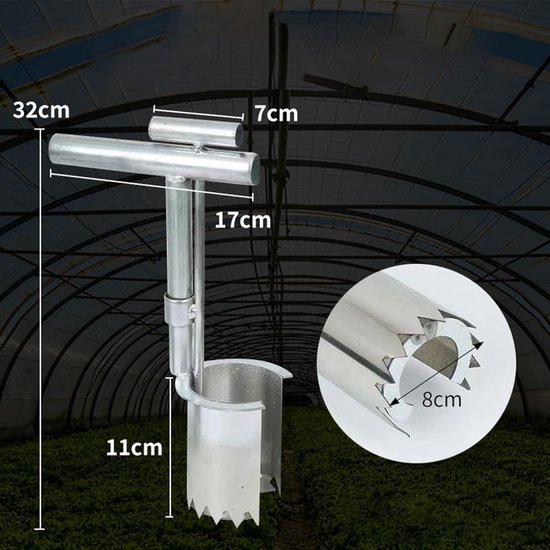 Bollenplanter Tool - Tuin Transplanter - Bloembollen Planten - Roestvrij Staal - 35 x 25 x 13 cm - Zilver — afbeelding 3