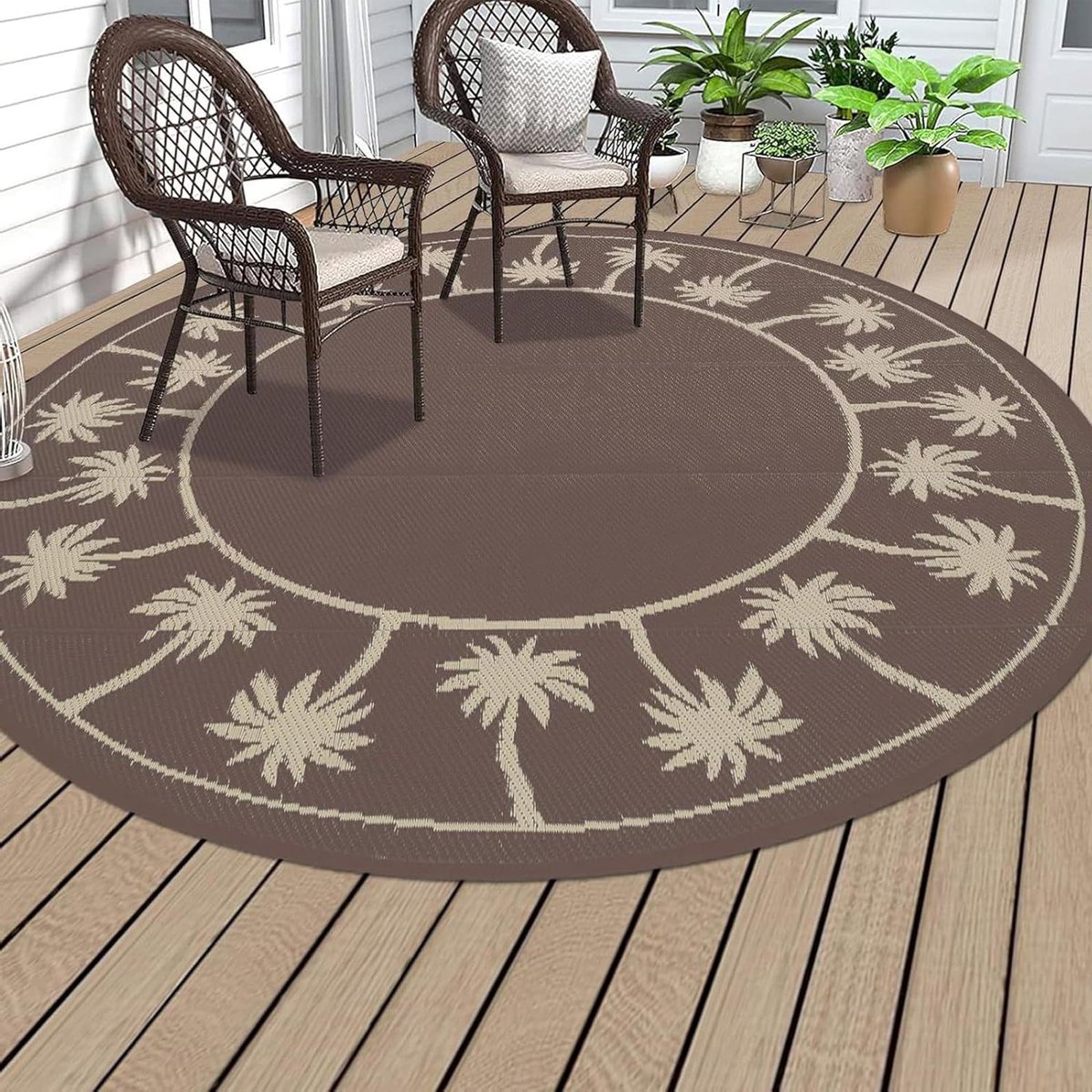 Buitenkleed Tuinkleed - Terraskleed Buitentapijt - Buiten Leven - Waterdicht Vlekbestendig - 200 cm - Koffie