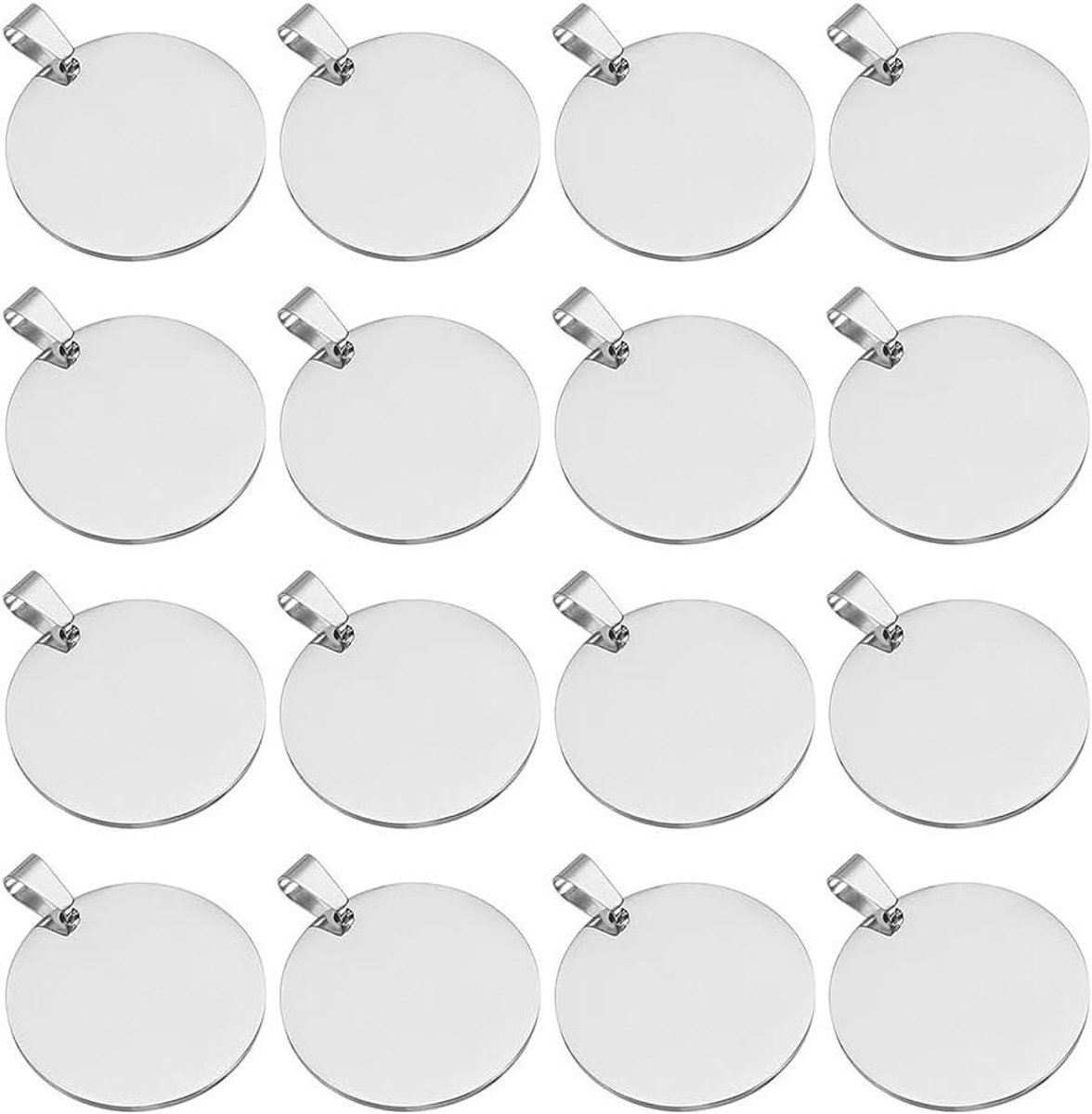Metalen Stempelplaten - Ronde Labels - Sieraden Maken - Roestvrij Staal - 30 mm Diameter - Zilverkleurig