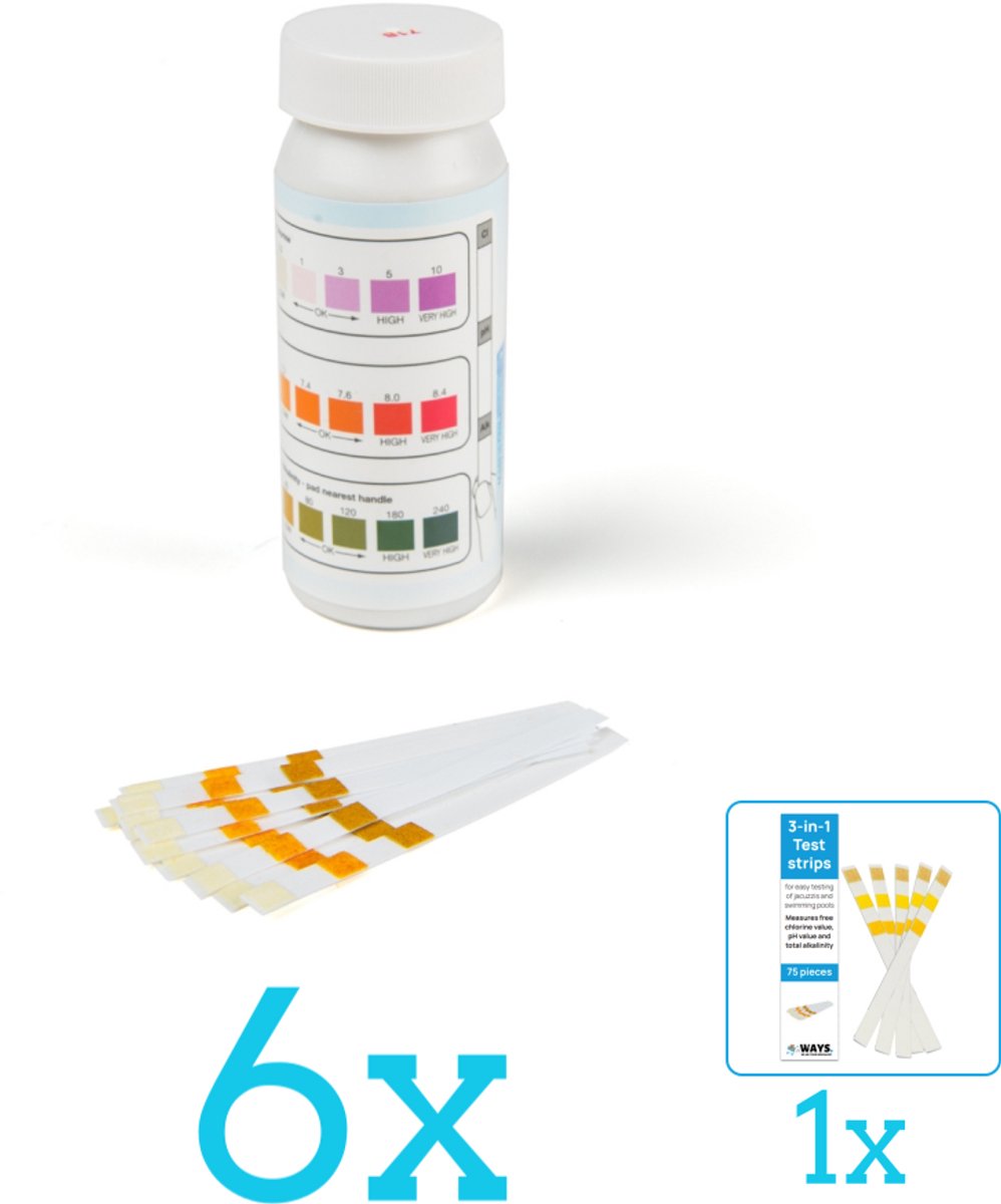 Comfortpool teststrips - pH waarde, chloor & alkaliniteit - 50 strips - Volumebundel - Teststrips - 6-delig