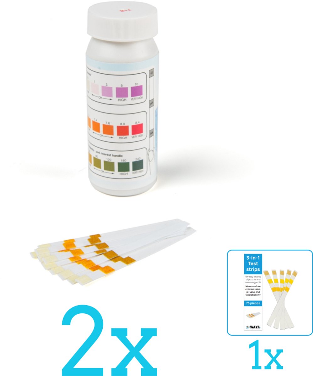 Comfortpool teststrips - pH waarde, chloor & alkaliniteit - 50 strips - Volumebundel - Teststrips - 2-delig