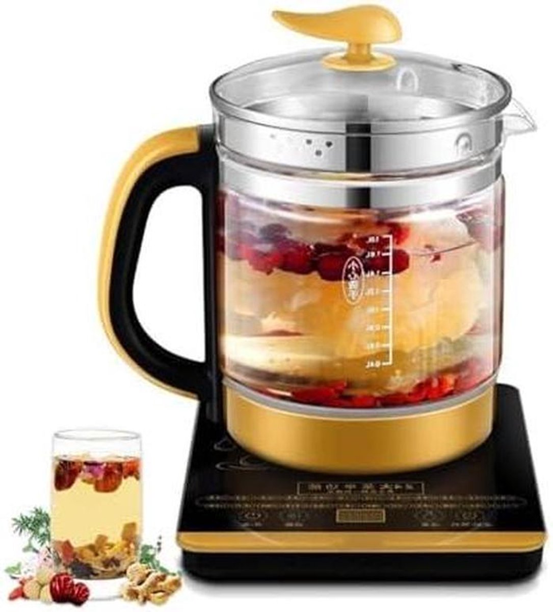 Gezondheidspot Automatisch - Waterkoker Timer - Thee Koffie Maken - Temperatuurregeling Warm Houd - 1.8 Liter - Zwart Goud