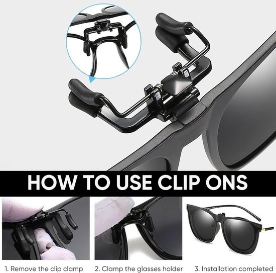 Gepolariseerde clip-on zonnebril die over een gewone bril gedragen kan worden - UV400 anti-verblinding clip-on zonnebril, unisex - lichtgewicht clip-on zonnebril — afbeelding 4