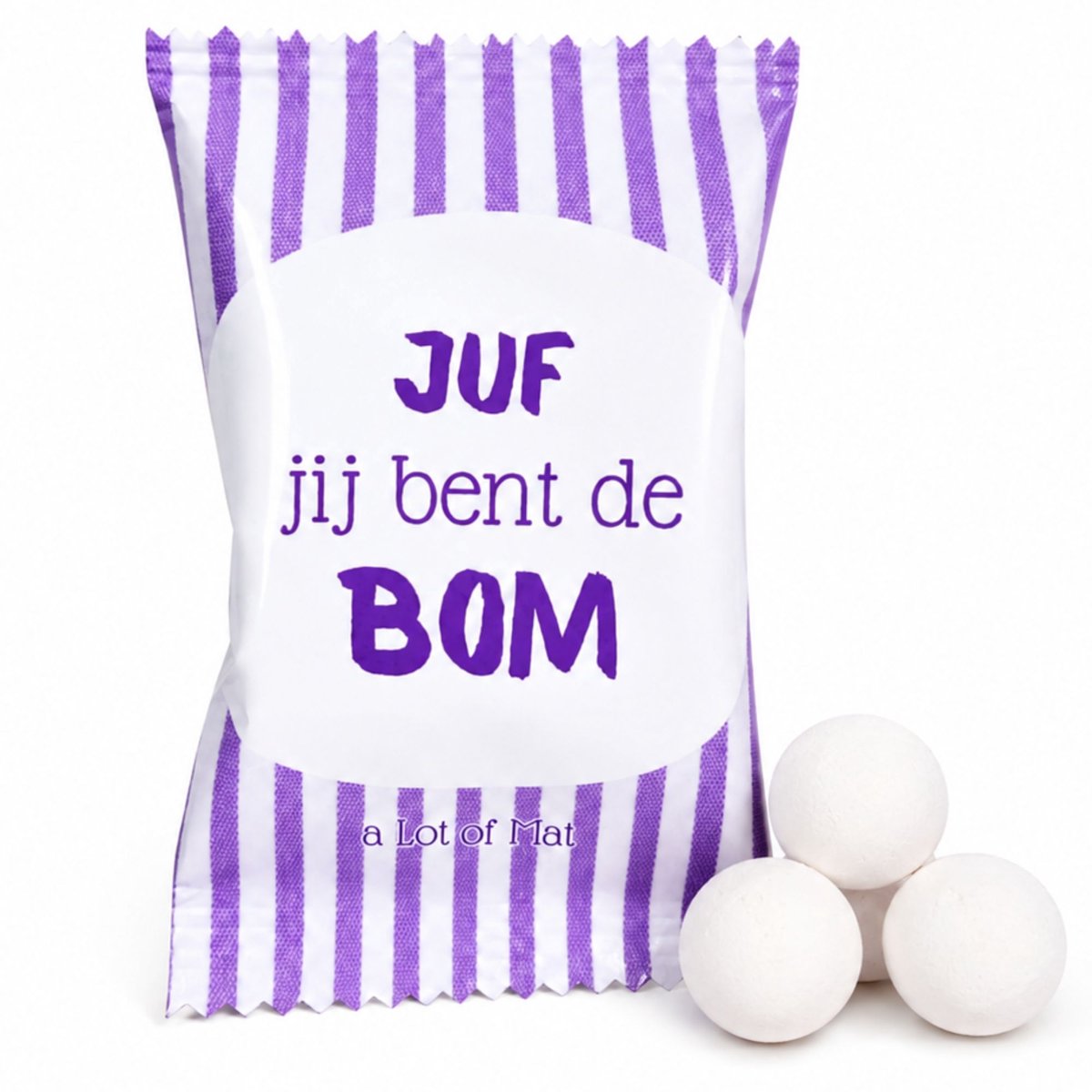 Juf Cadeau - Mini Bruisballen Cadeau - Juf Jij Bent De Bom - a Lot of Mat