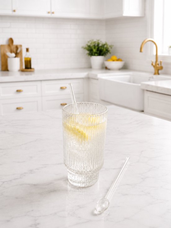 Mevaz Glazen Lepels Set van 6 - Transparante Koffielepels - Lange Dessertlepels - Roerlepels voor Koffie, Thee, IJs & Gebak - Luxe Design — afbeelding 3