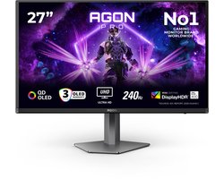 AOC AGON PRO AG276UZD - 4K QD-OLED Gaming Monitor - USB-C 65w - DisplayPort 2.1 - HDMI 2.1 - 240hz - 27 inch